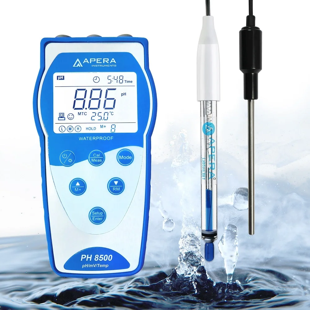 PH8500-HT pH Meter for High Temperature and Caustic Solutions with GLP Memory Function and Data Output